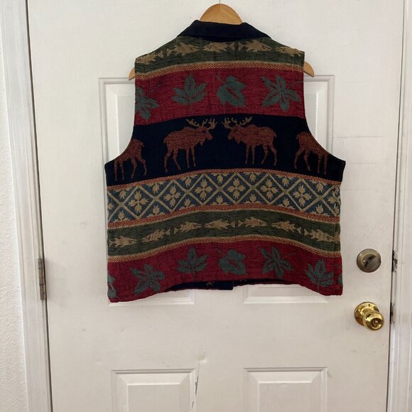 Coldwater Creek Plus-Size Primitive Farmhouse Animal Tapestry Vest Sz XXL - Picture 6 of 8